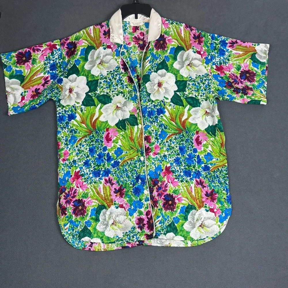 Vintage Victorias Secret Pajama Top/ Dress Size M-L Gold Label Floral Paisley